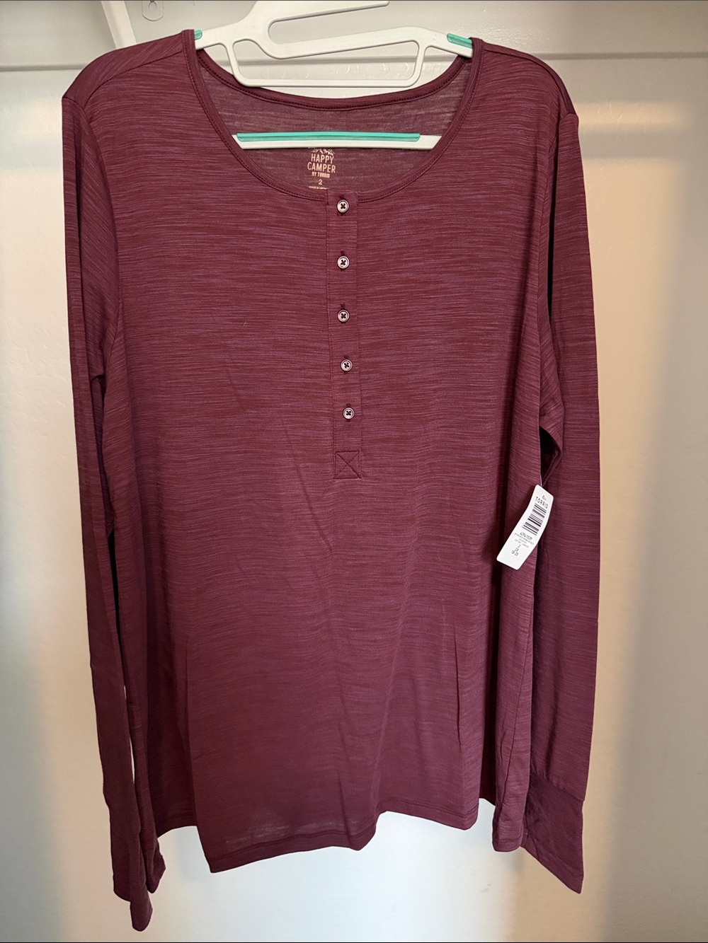 torrid Wine Heathered Long-Sleeve Henley Top